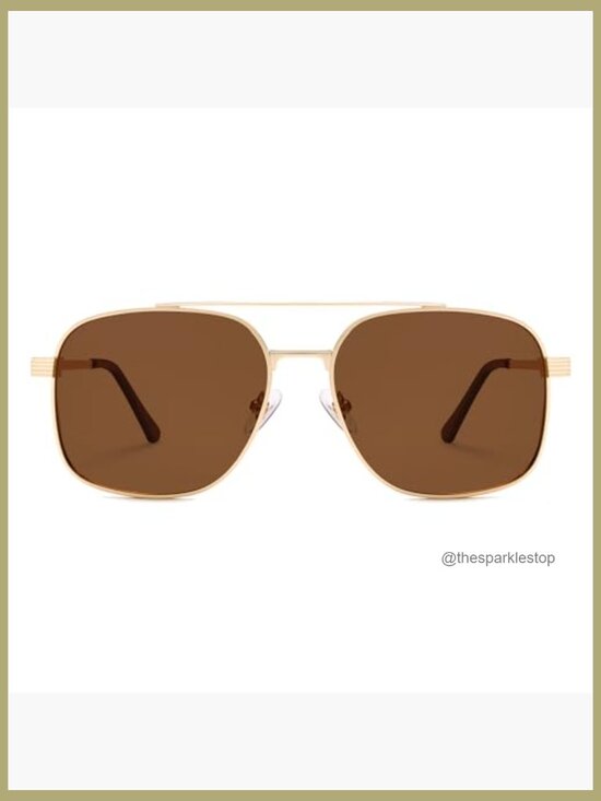 Polarized Trendy Aviator Square Sunglasses UV Protection Metal Frame